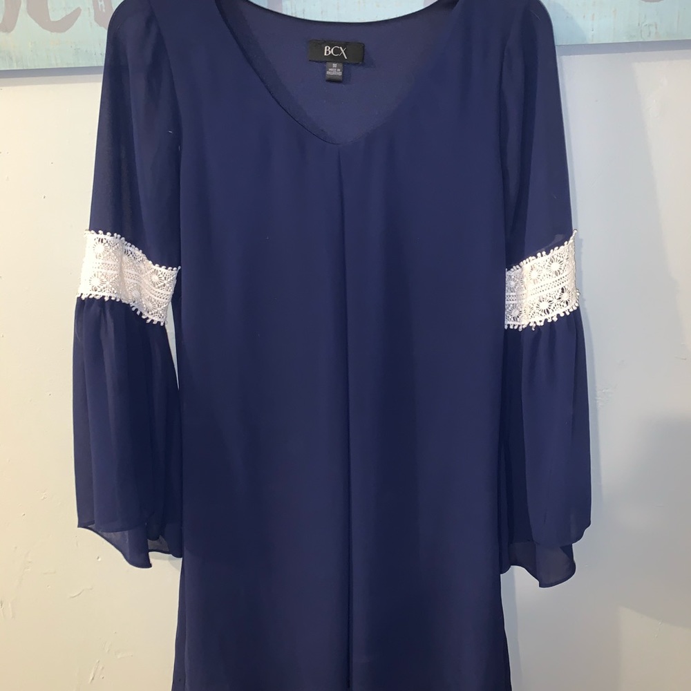 Navy blue bell sleeve dress